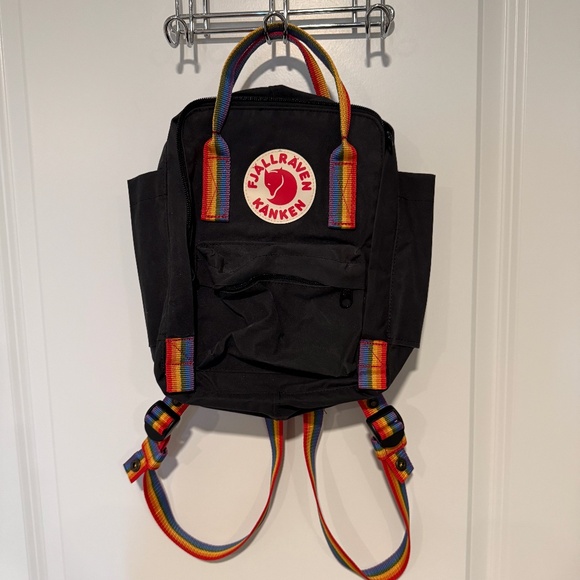 Fjallraven Kanken Mini Backpack - Black + Rainbow - Picture 1 of 8